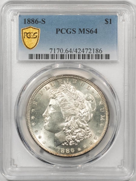 Morgan Dollars 1886-S MORGAN DOLLAR – PCGS MS-64 FLASHY & PREMIUM QUALITY!