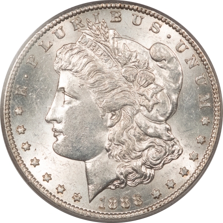 Morgan Dollars 1888-S MORGAN DOLLAR – PCGS AU-58, FLASHY AND LOOKS BU