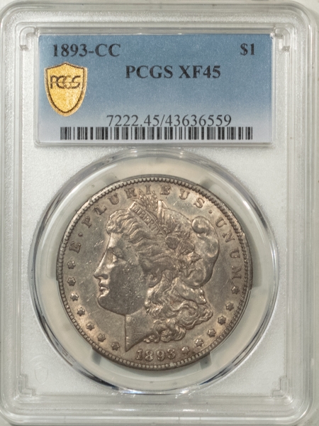 Morgan Dollars 1893-CC MORGAN DOLLAR – PCGS XF-45 ORIGINAL W/ LUSTER! FINAL CARSON CITY DOLLAR!