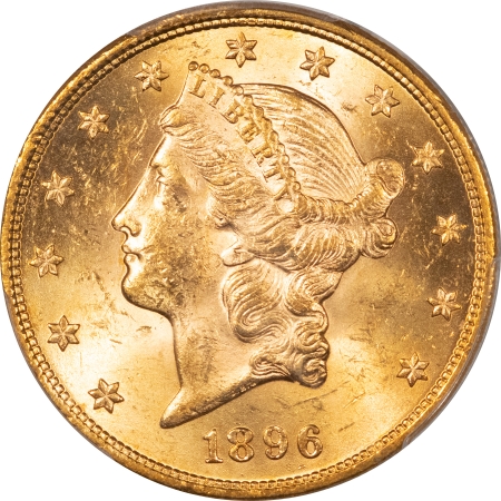$20 1896 $20 LIBERTY GOLD – PCGS MS-62 FLASHY & PREMIUM QUALITY!