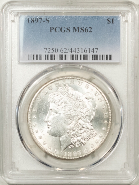 Morgan Dollars 1897-S MORGAN DOLLAR – PCGS MS-62 BLAST WHITE!