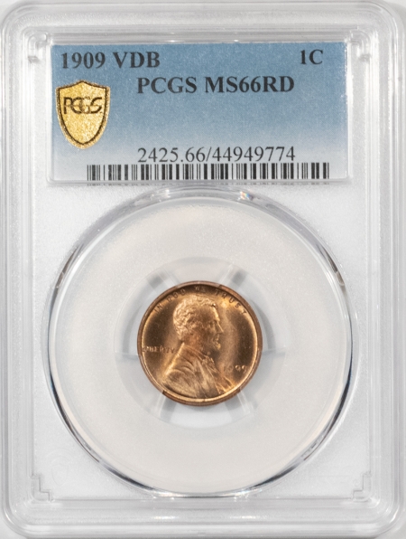 Lincoln Cents (Wheat) 1909 VDB LINCOLN CENT – PCGS MS-66 RD BLAZING RED!