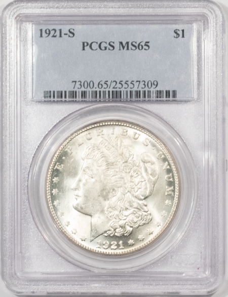 Morgan Dollars 1921-S MORGAN DOLLAR – PCGS MS-65 BLAST WHITE & PREMIUM QUALITY!