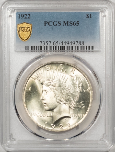 New Certified Coins 1922 PEACE DOLLAR PCGS MS-65, PREMIUM QUALITY LOOKS 66!