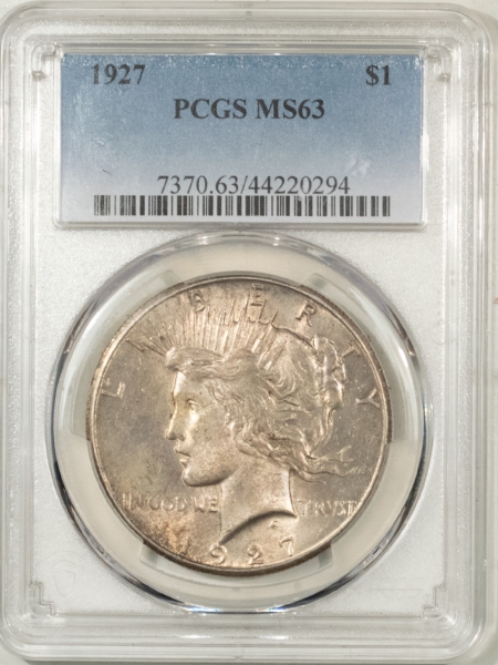 New Certified Coins 1927 PEACE DOLLAR – PCGS MS-63, ORIGINAL