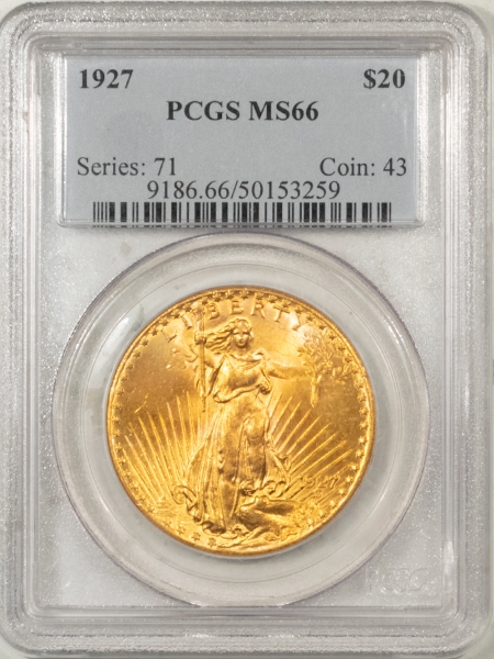 $20 1927 $20 ST GAUDENS GOLD – PCGS MS-66 PRETTY!