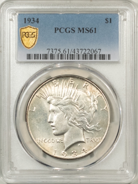 New Certified Coins 1934 PEACE DOLLAR – PCGS MS-61 FRESH & PRETTY!