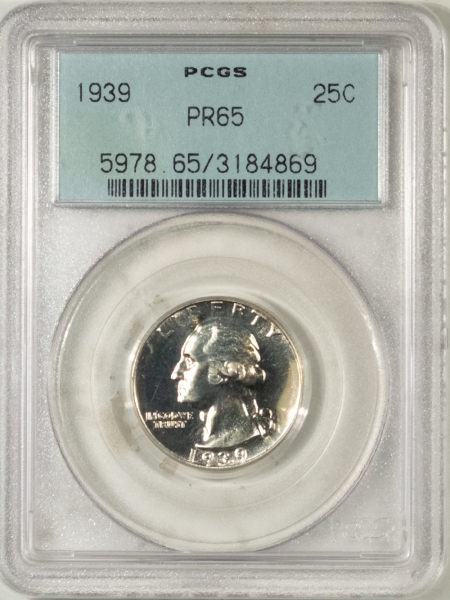 New Certified Coins 1939 PROOF WASHINGTON QUARTER – PCGS PR-65 OGH, PREMIUM QUALITY++