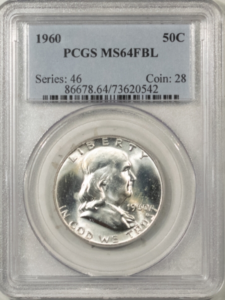 Franklin Halves 1960 FRANKLIN HALF DOLLAR – PCGS MS-64 FBL WHITE!