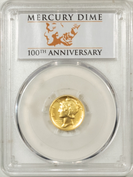 Modern Gold Commems 2016-W GOLD MERCURY DIME, FIRST STRIKE, 100TH ANNIV – PCGS SP-70