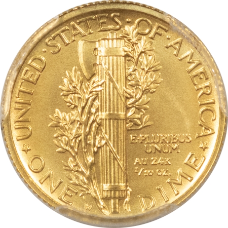 Modern Gold Commems 2016-W GOLD MERCURY DIME, FIRST STRIKE, 100TH ANNIV – PCGS SP-70