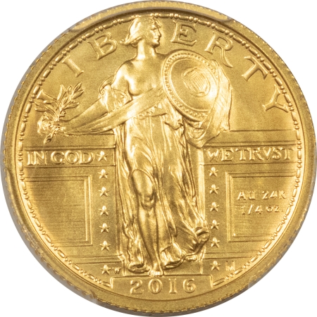 Modern Gold Commems 2016-W GOLD STANDING LIBERTY QUARTER – FIRST STRIKE, 100TH ANNIV – PCGS SP-70