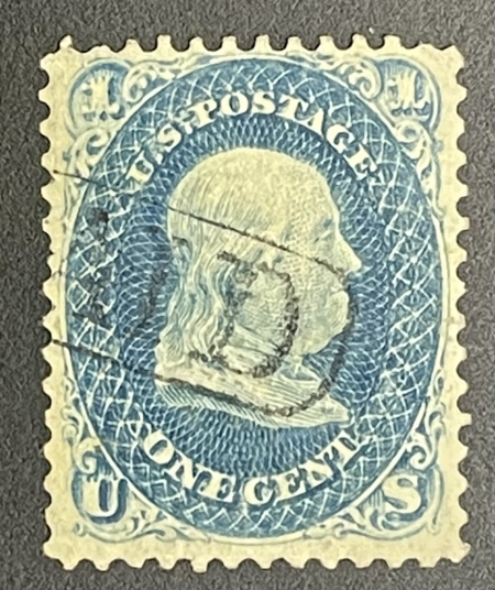 U.S. Stamps SCOTT #63 1c BLUE, USED, VF, FRESH COLOR & SOUND, CATALOG $45