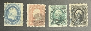 U.S. Stamps SCOTT #s 63, 65, 68 & 69; #63 W/ HORIZ CREASE, OTHERWISE SOUND GROUP, CAT $200