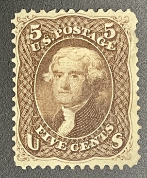 U.S. Stamps SCOTT #76 5c BROWN, WELL CENTERED W/ SATURATED COLOR, UNUSED, F/VF, CATALOG $390