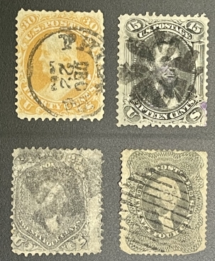 U.S. Stamps SCOTT #s 71, 77, 78 & 78b, LOT OF 4 HIGH-VALUE, USED CLASSICS, FAULTS; CAT $1235