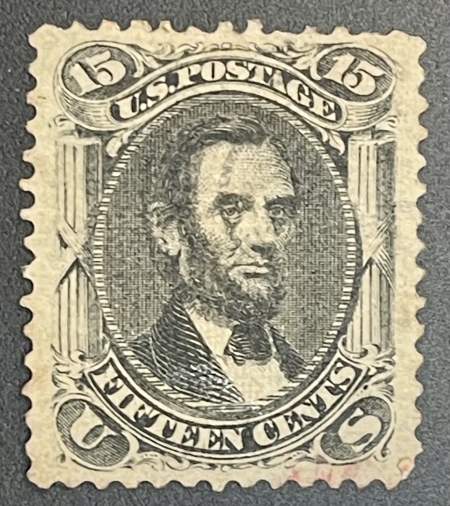 U.S. Stamps SCOTT #91 15c BLACK, E GRILL, USED, CC, TINY TONING SPOTS, APPEARS F/VF-CAT $725