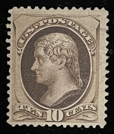 U.S. Stamps SCOTT #188, 10c DEEP  BROWN, SECRET MARK, MNG, FINE+ W/ PO FRESH COLOR-CAT $650