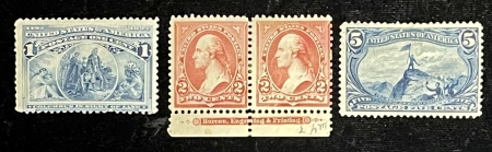 U.S. Stamps SCOTT #s 230, 267 PAIR & 288; LOT OF MOG 19TH CENT ISSUES, CATALOG $125