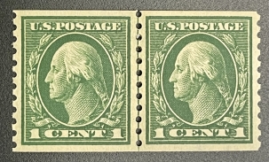 U.S. Stamps SCOTT #443 JOINED LINE PAIR, MOG, H, VF, A SCARCE & NEARLY SUPERB PAIR, CAT $155