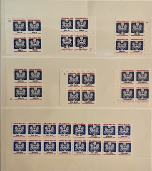 U.S. Stamps SCOTT #O-127 TO O-135, POST OFFICE FRESH PLATE BLOCKS/STRIPS (8), MOGNH-CAT $140
