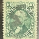 U.S. Stamps SCOTT #68 10c GREEN, USED & VF; VERY LIGHT CANCEL (BLUE), APPEARS UNUSED-CAT $60