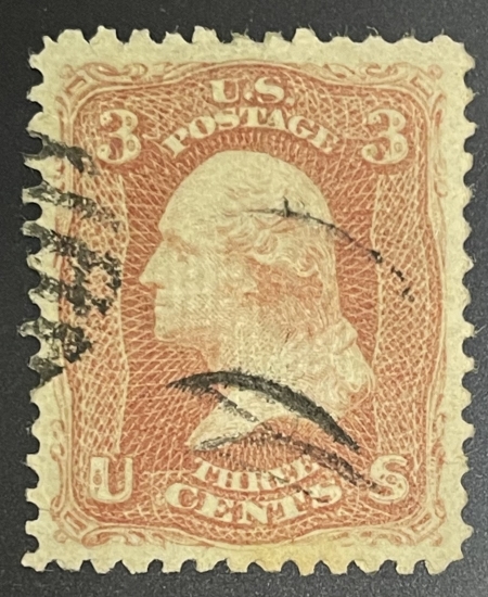 U.S. Stamps SCOTT #88 3c ROSE, E GRILL, USED W/ VF CENTERING, CAT $30