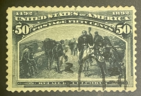 U.S. Stamps SCOTT #240 50c SLATE BLUE USED, FINE/VF, SOUND W/ SATURATED COLOR, CAT $175