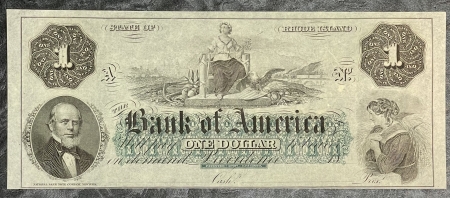 Obsolete Notes 1860s $1 PROVIDENCE RHODE ISLAND “BANK OF AMERICA”, UNISSUED & CU; GREAT TITLE!