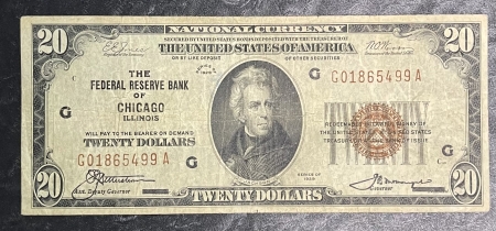 Small Federal Reserve Notes 1929 FEDERAL RESERVE NOTE BROWN SEAL 5 PIECE TYPE SET, $5, $10, $20, $50 & $100