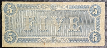 Confederate Notes FEB 17, 1864 CSA TYPE SET, TY 65-69, $5, $10, $20 $50 & $100-NICE CIRCULATED SET