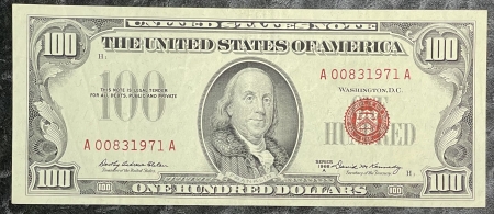 Small U.S. Notes 1966-A $100 US NOTE, FR-1551, CHOICE AU W/ BRIGHT COLOR, EMBOSSING & BODY-NICE!