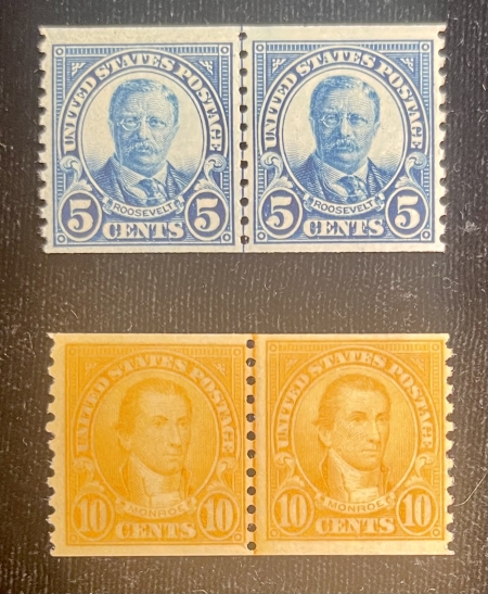 U.S. Stamps SCOTT #602-603, 5c & 10c JOINT LINE PAIRS, MOG, NH, BRIGHT & FINE, CAT $72.50