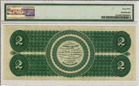 Large U.S. Notes 1862 $2 LEGAL TENDER, FR-41, PMG CH EF-45; BRIGHT, FRESH NOTE & LOOKS UNC!