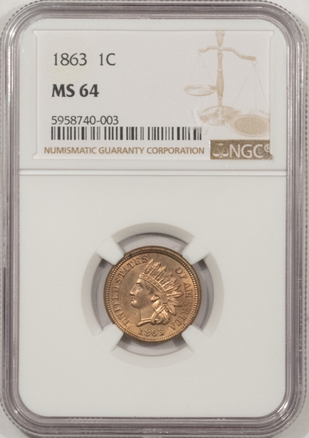 Indian 1863 INDIAN CENT – NGC MS-64 FLASHY!