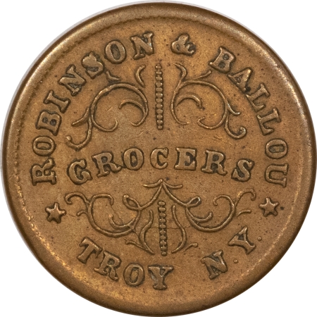 New Store Items 1863 ROBINSON & BALLOU GROCERS CWT, STORE CARD, TROY NY F890E – UNCIRCULATED