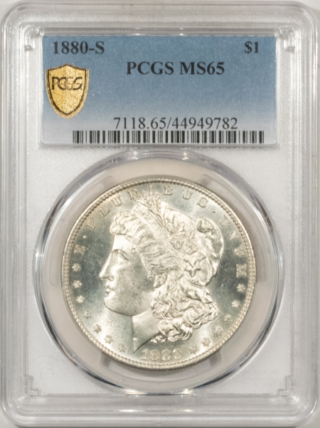 Morgan Dollars 1880-S MORGAN DOLLAR – PCGS MS-65, BLAST WHITE & PREMIUM QUALITY!