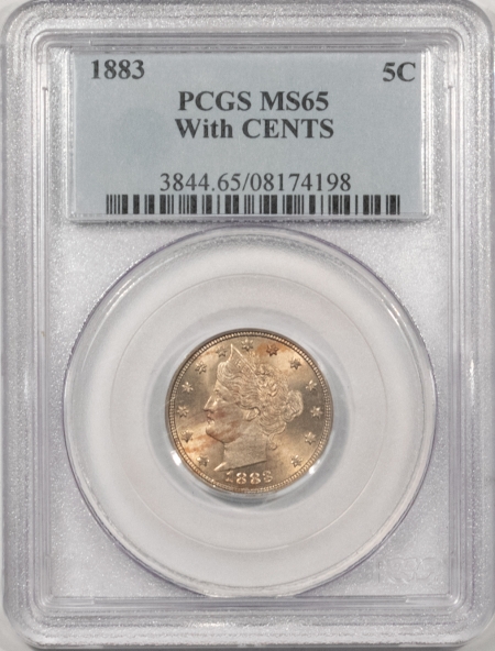 Liberty Nickels 1883 LIBERTY NICKEL WITH CENTS – PCGS MS-65, PRETTY GEM!