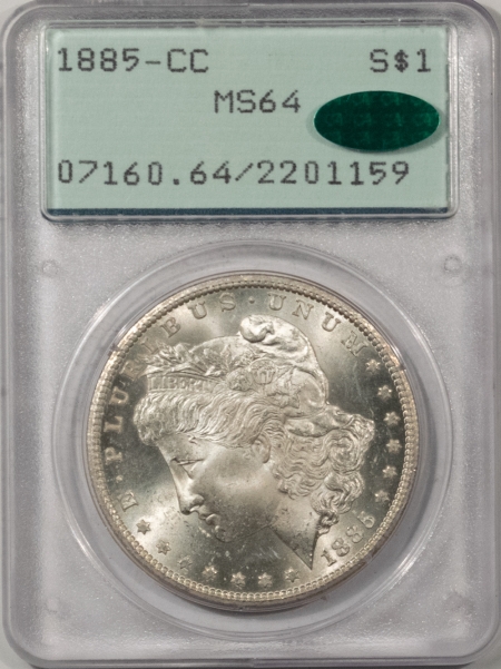 CAC Approved Coins 1885-CC MORGAN DOLLAR – PCGS MS-64 BLAZING WHITE, PREMIUM QUALITY, CAC APPROVED!