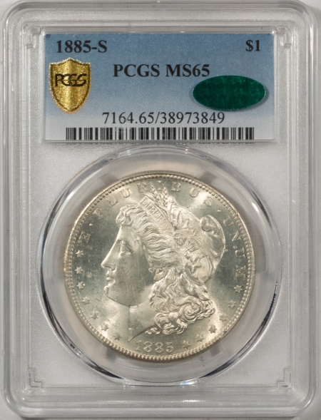 CAC Approved Coins 1885-S MORGAN DOLLAR – PCGS MS-65, FRESH WHITE, PREMIUM QUALITY & CAC APPROVED!