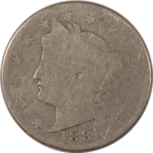 U.S. Uncertified Coins 1886 LIBERTY V NICKEL, ORIGINAL HONEST AG+, KEY-DATE!