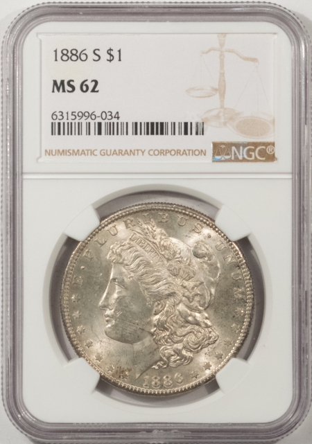 Morgan Dollars 1886-S MORGAN DOLLAR – NGC MS-62