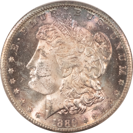Morgan Dollars 1889-S MORGAN DOLLAR – PCGS MS-62, PRETTY REDFIELD COLORS!