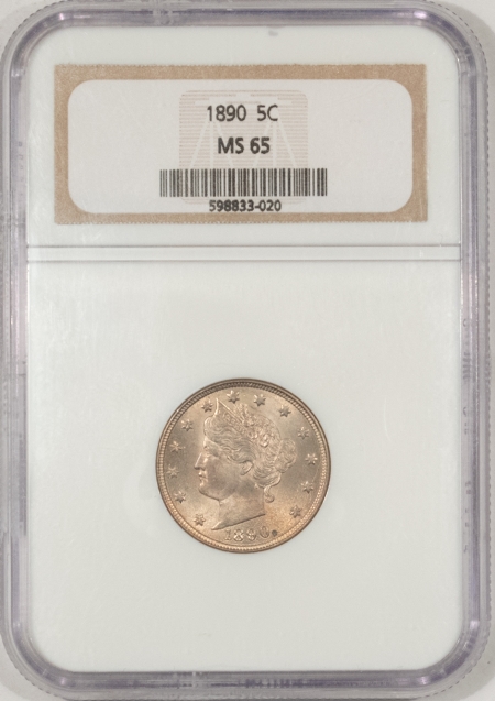 Liberty Nickels 1890 LIBERTY NICKEL – NGC MS-65, TOUGHER DATE, GEM!