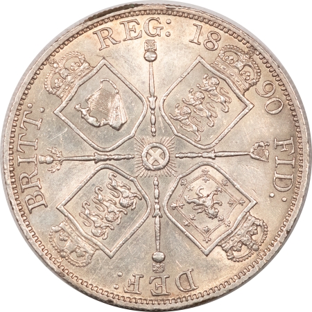 New Store Items 1890 GREAT BRITAIN DOUBLE FLORIN KM-763 HIGH GRADE, VIRTUALLY UNCIRCULATED TOUGH