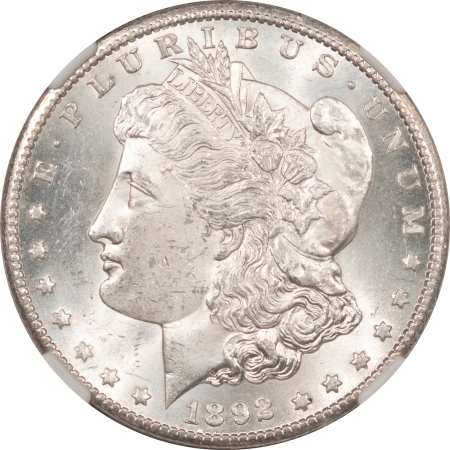 Morgan Dollars 1892-CC MORGAN DOLLAR NGC MS-62, BLAST WHITE & PQ! CARSON CITY!