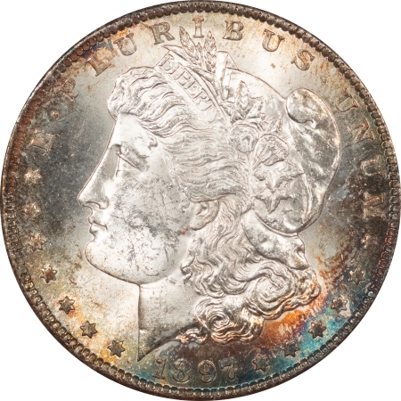Dollars 1897-S MORGAN DOLLAR, FROM THE REDFIELD COLLECTION, RED PARAMOUNT HOLDER GEM BU
