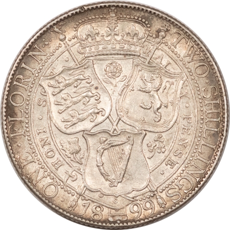U.S. Uncertified Coins 1899 GREAT BRITAIN FLORIN – TWO SHILLINGS, KM-781 HIGH GRADE NEARLY UNCIRCULATED