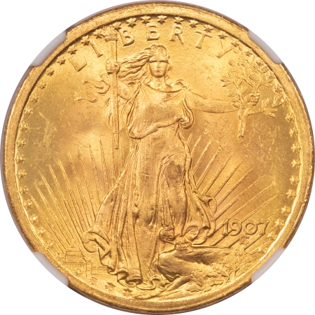 $20 1907 $20 ST GAUDENS GOLD – NGC MS-64 PREMIUM QUALITY!