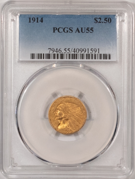 $2.50 1914 $2.50 INDIAN GOLD – PCGS AU-55